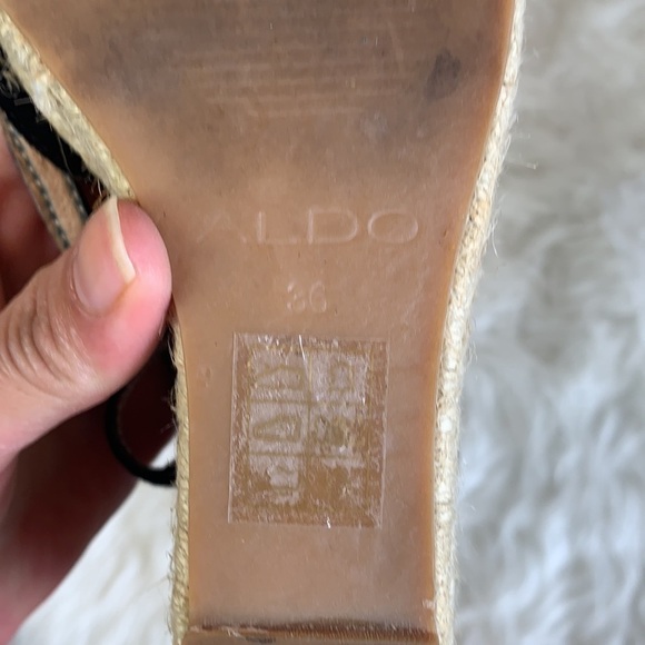 ALDO Black Strappy Stylish Open Toe Wedge Sandal Size 36 - Picture 9 of 13